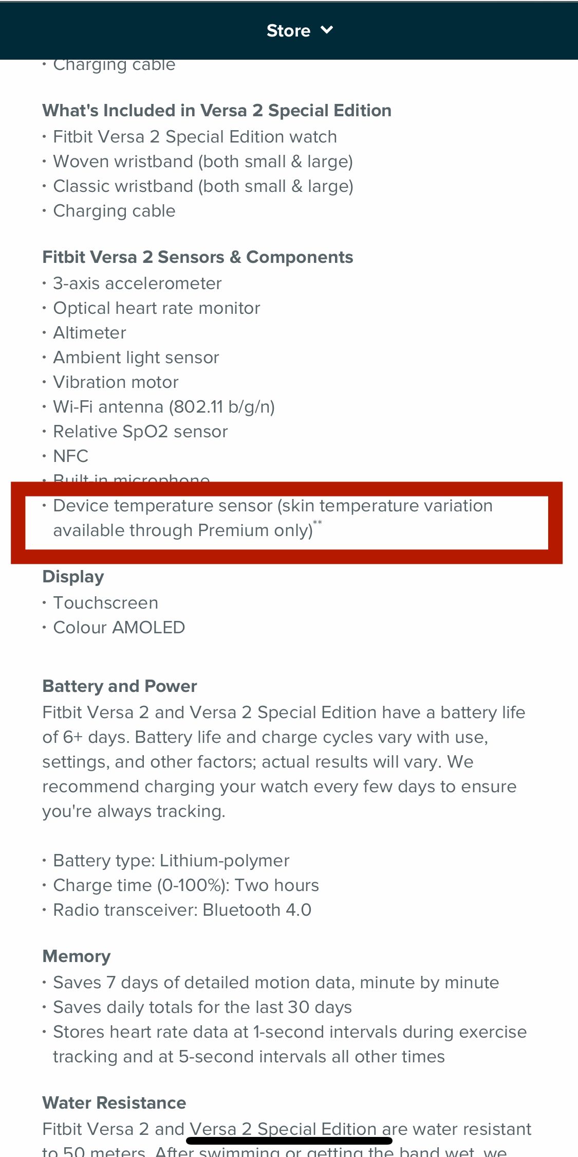 versa 2 skin temperature