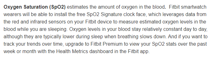 SpO2 readings only when SpO2 watch face is selecte Fitbit