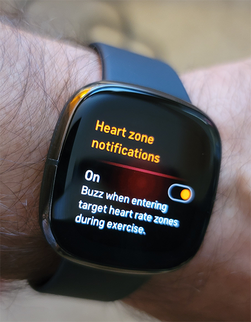 fitbit versa heart rate zone alert