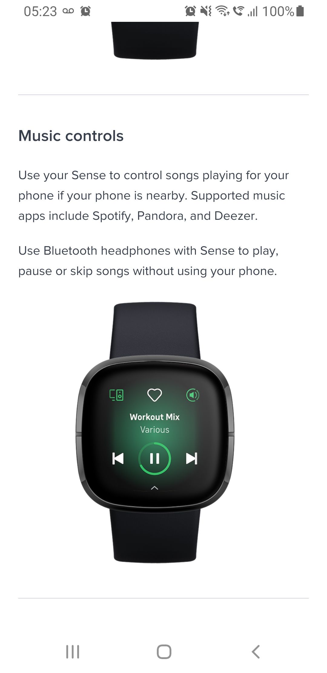 fitbit versa 2 play music without phone