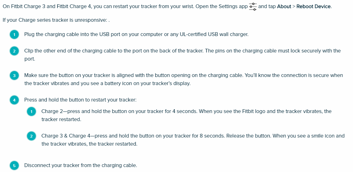 Re: How to reset charge 4 - Fitbit Community