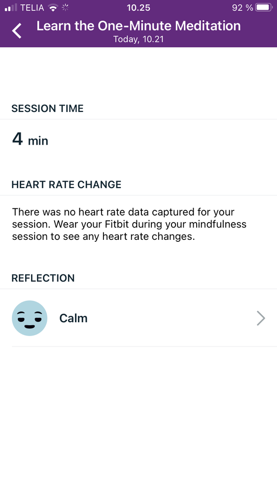 After completing Mindfullness session. No heart rate shown