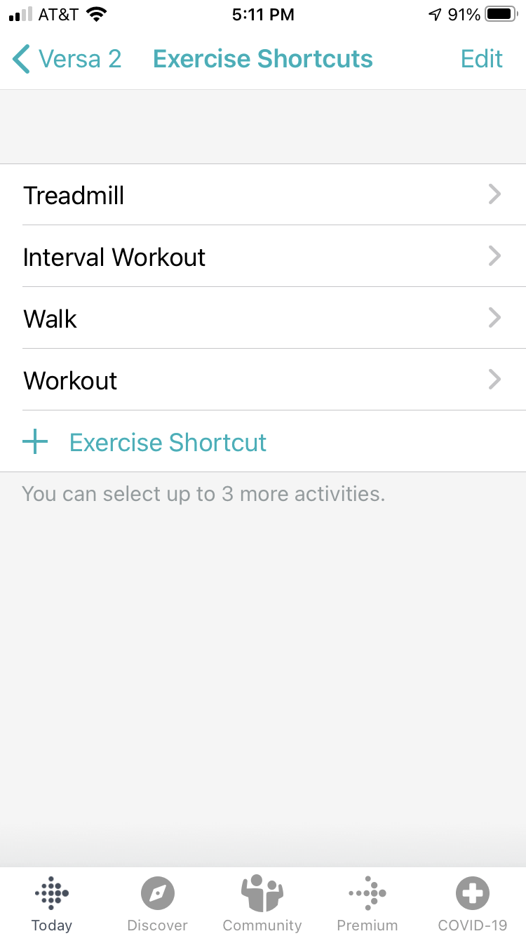 how to change shortcuts on fitbit versa