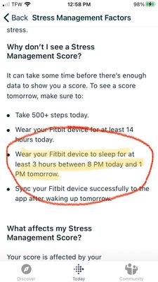 Fitbit best sale stress score