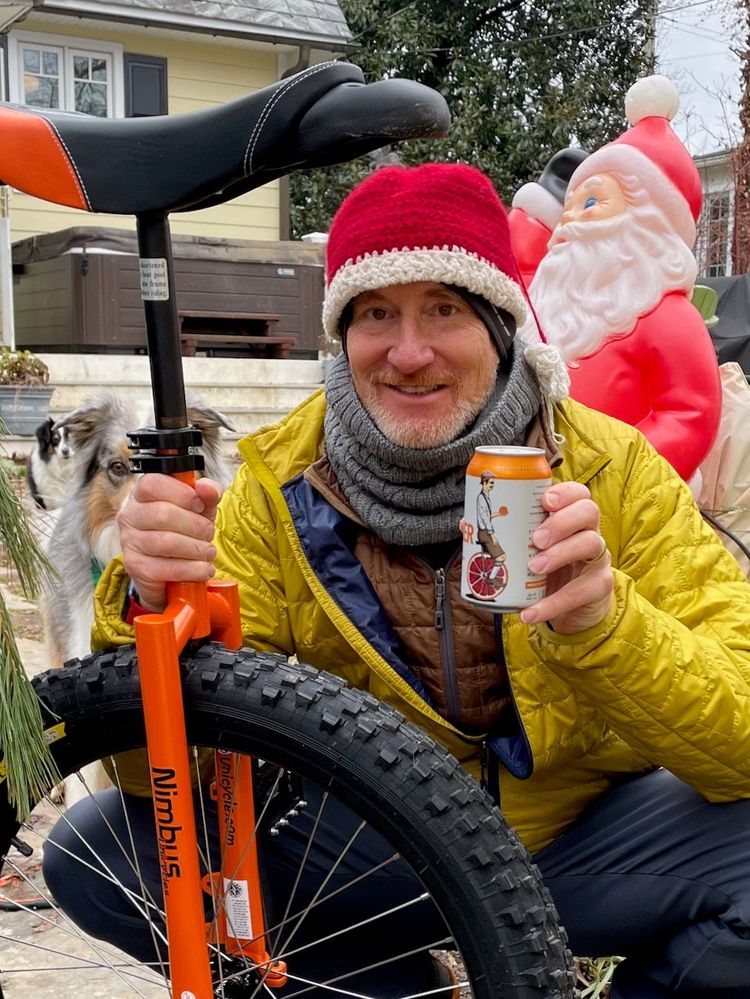 new uni + unicycle beer? HO HO HO