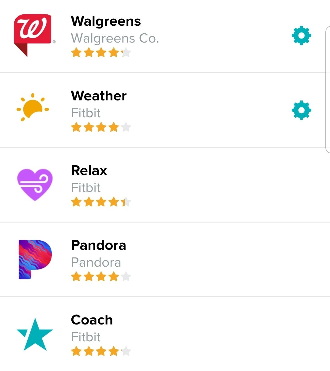 pandora settings fitbit app