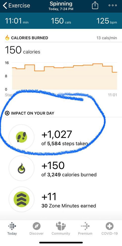 Solved Can spinning class add to my total daily steps Fitbit
