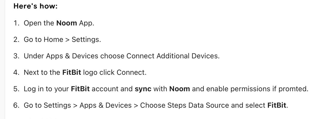 noom not syncing with fitbit