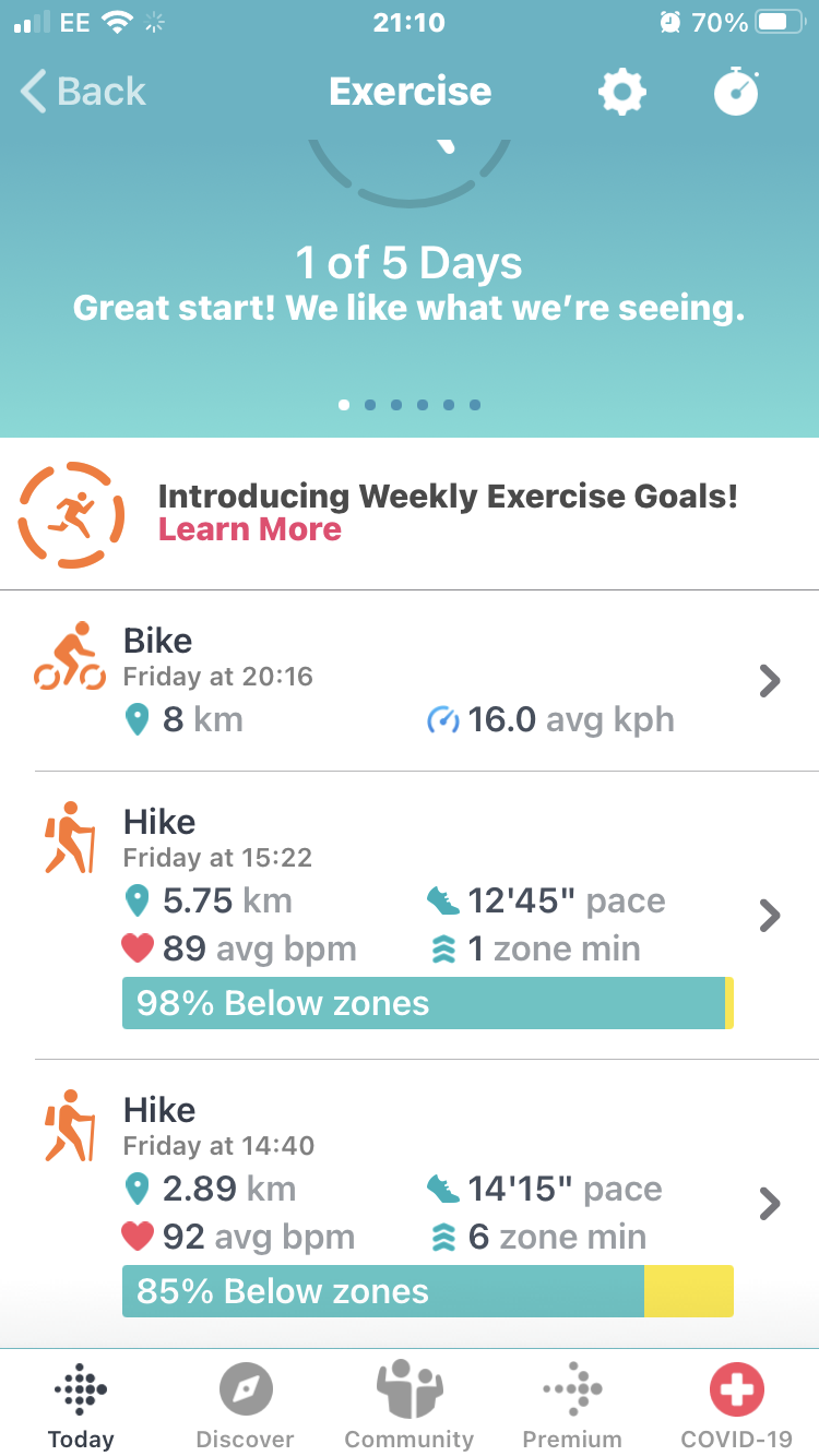 Fitbit track hot sale exercise bike