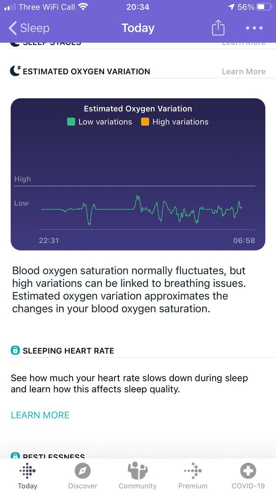 SpO2 data has straight line in the sleep heart rat. Fitbit Community