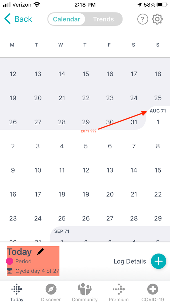 ios period tracking broken