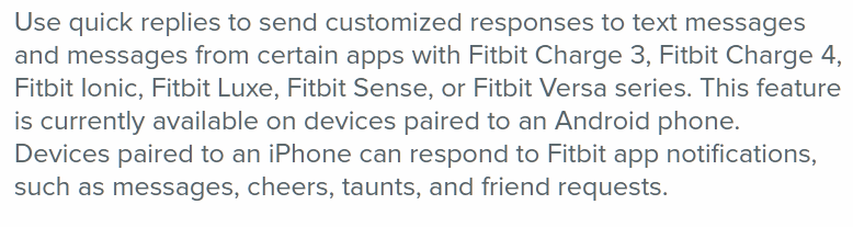 Fitbit charge 4 online quick reply