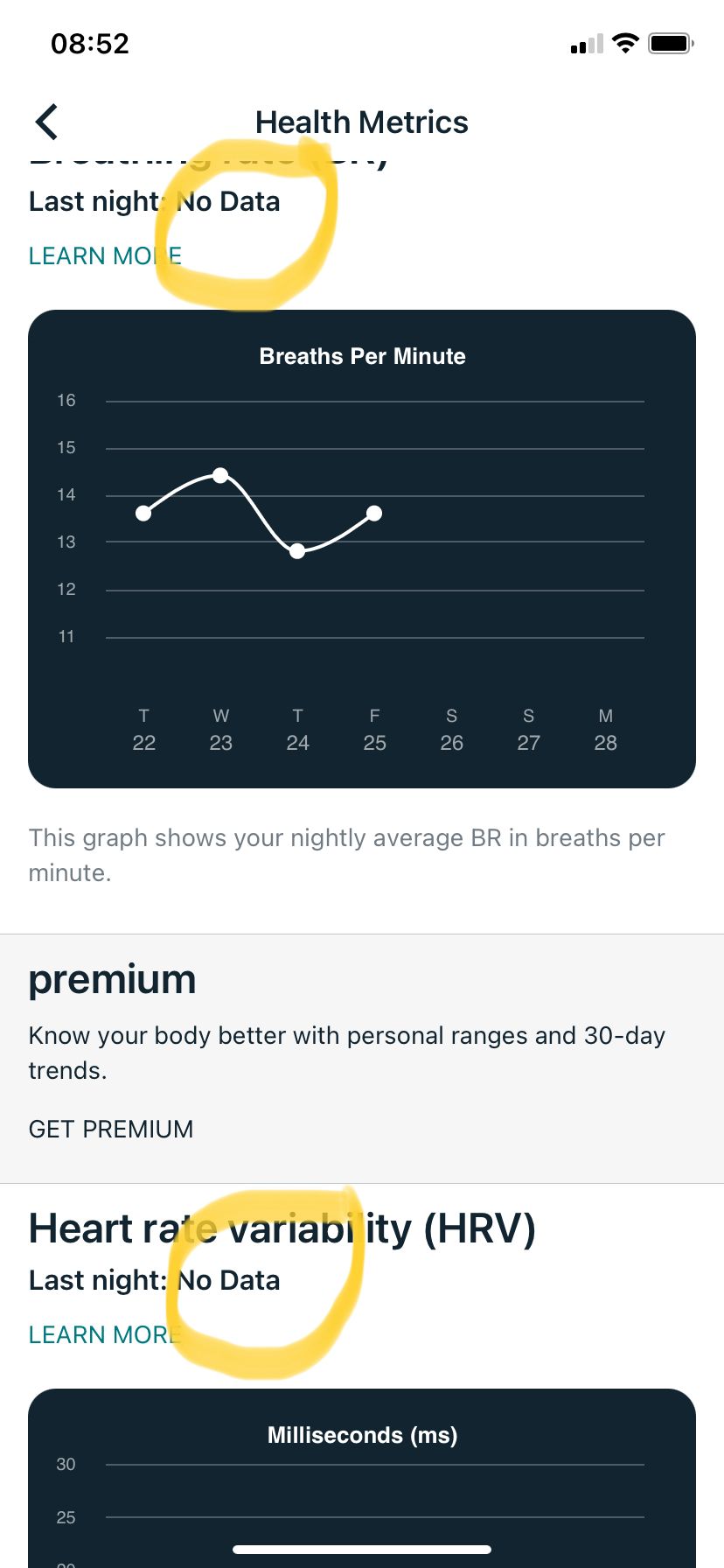 Solved Health Metrics missing (HRV, BR, Skin temp & RHR) Page 3