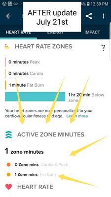 Active Zone Minutes appear