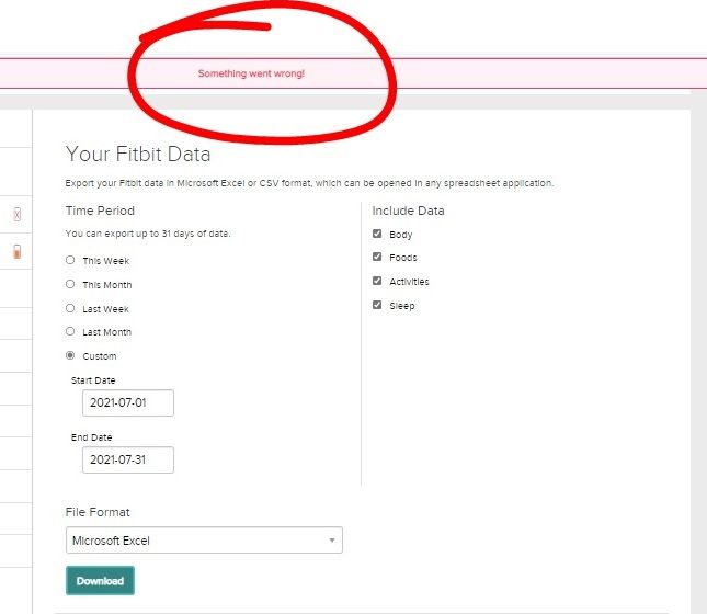 Data Export Isn T Working Fitbit Community