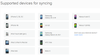 Supported devices for syncing