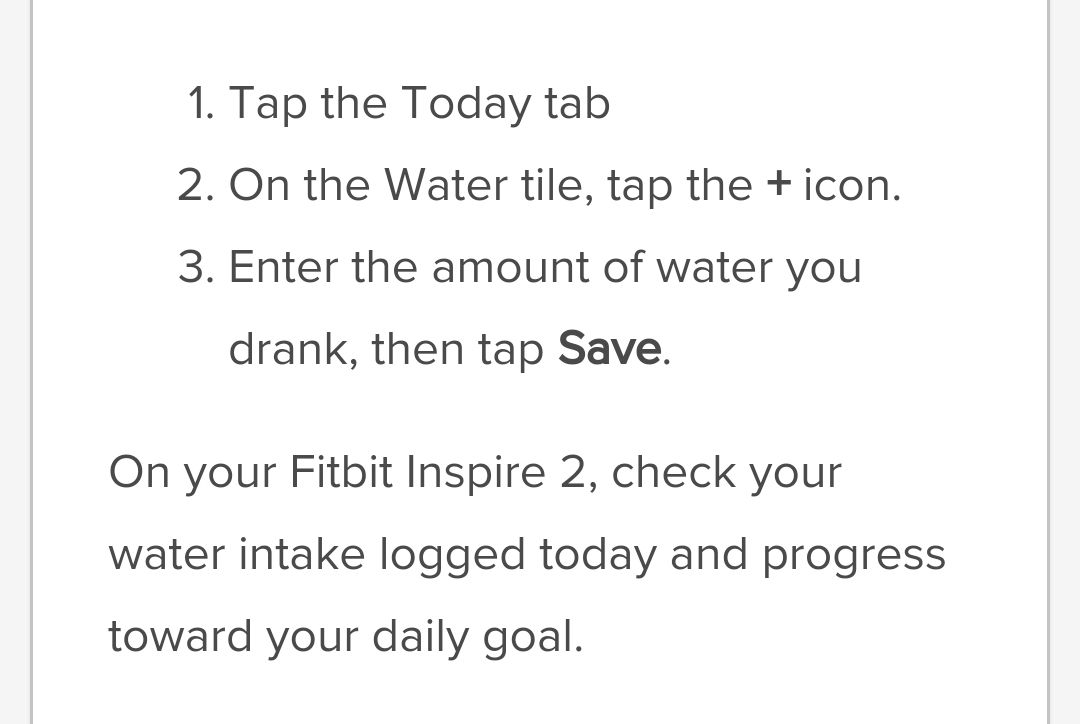 Fæstning Saks lyd How to log water intake on Inspire 2? - Fitbit Community