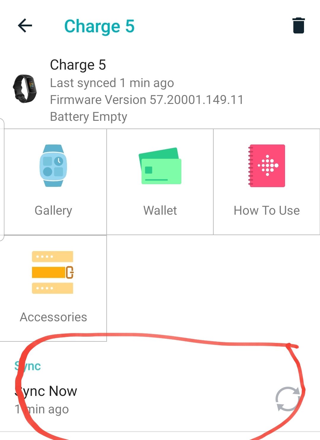 Charge 2 will not sync new arrivals