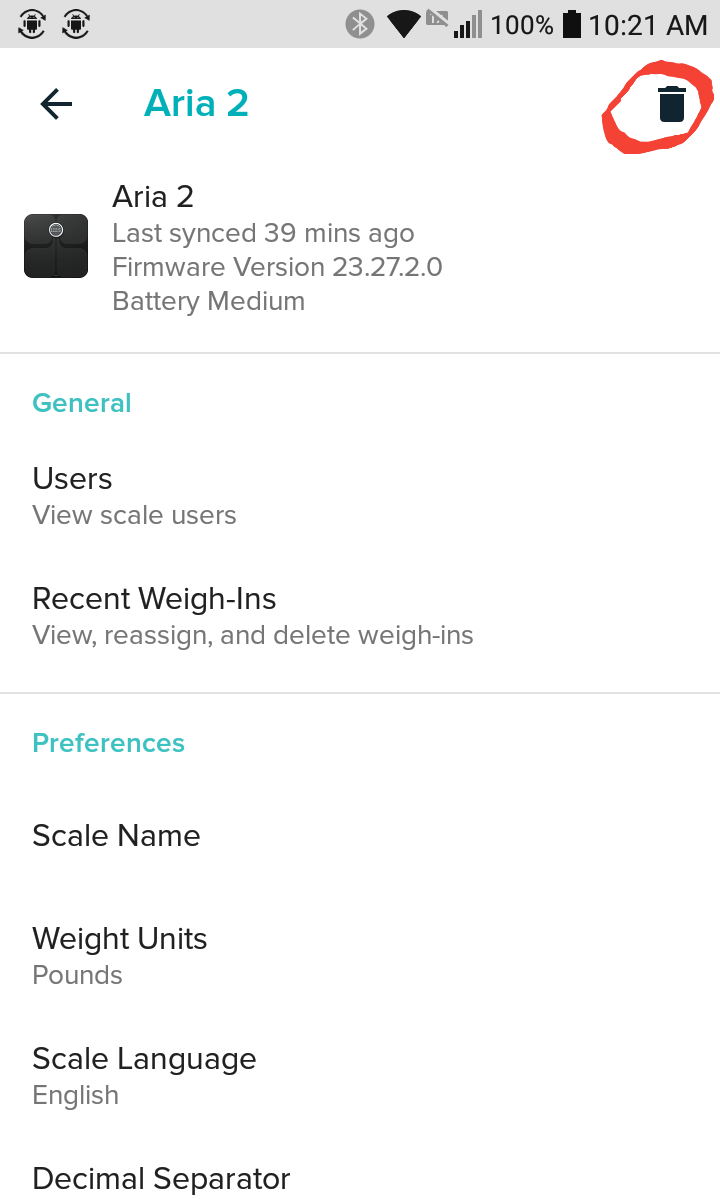Removing Aria scale from dashboard Fitbit Community