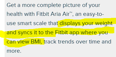 Why does the Aria Air have BMI and a % feature on its display? I haven't  seen any of these features lit up/active except for when changing the units  between stone, pounds