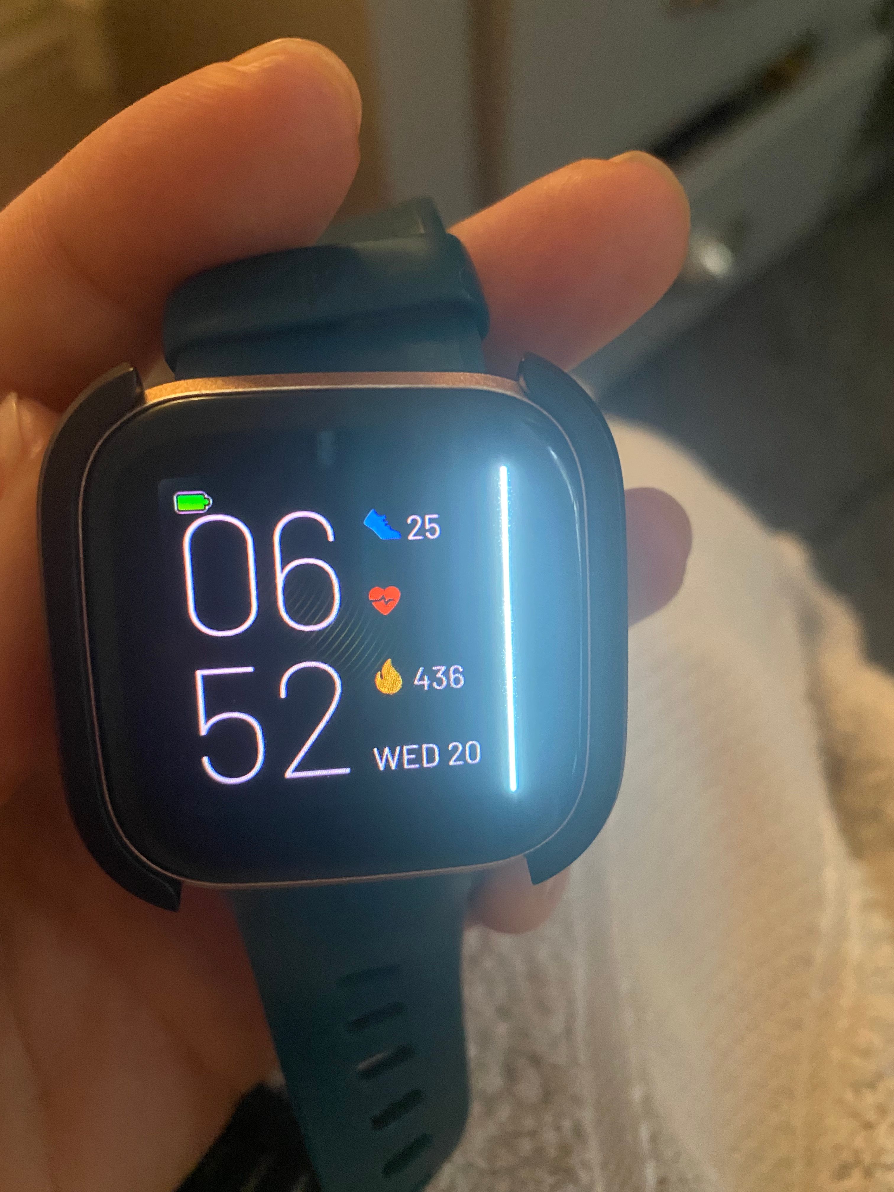 Versa 2 line of light and blue lights around edges Fitbit Community