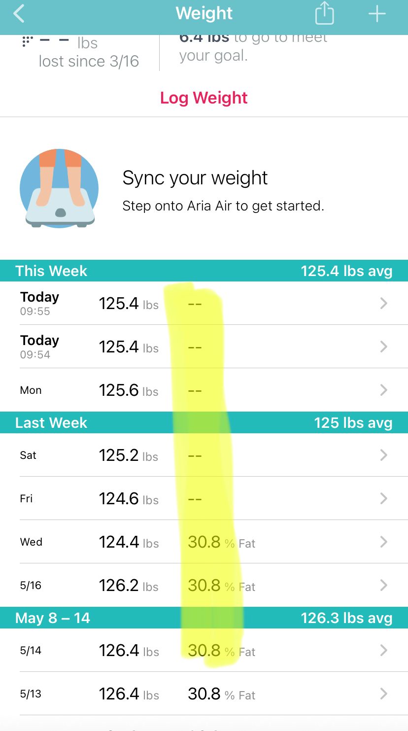 Inspire & Aria Air body fat not showing on app Fitbit Community