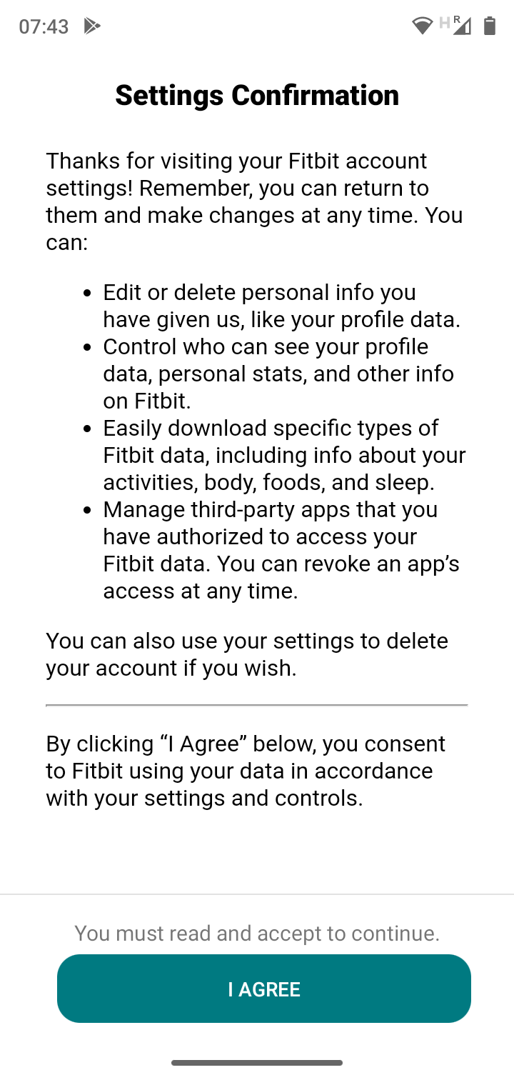 sfære Jabeth Wilson Produktionscenter Solved: Android App keeps showing privacy reminder - Fitbit Community