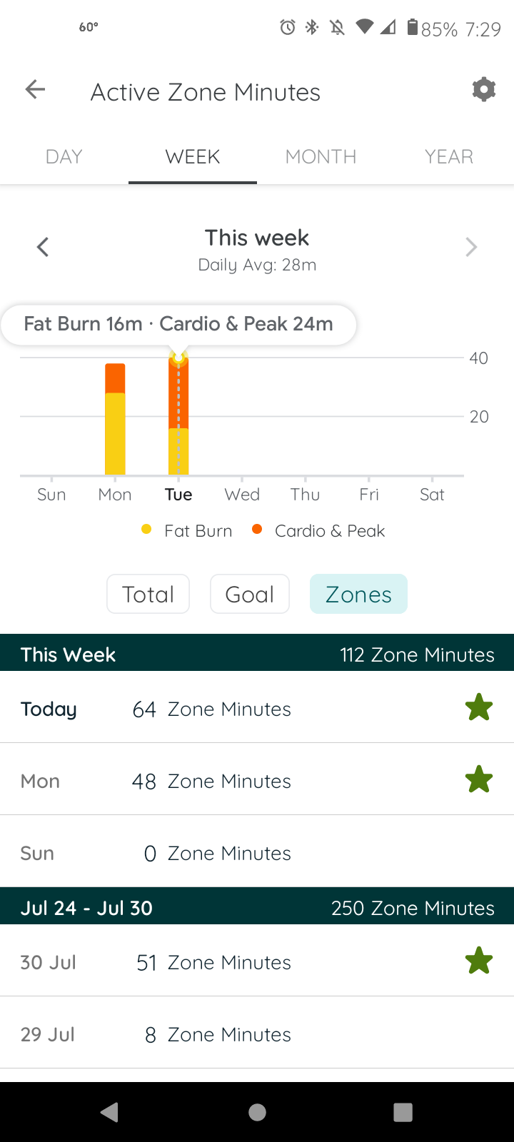 peak zone on fitbit