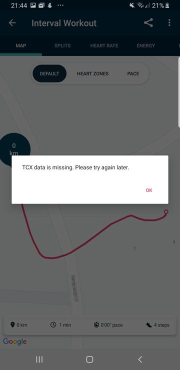 Can t export TCX with interval activity from Strav Fitbit