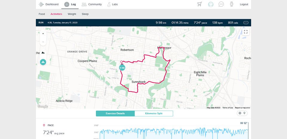 Incomplete RUN map on Android app but no issue on Fitbit