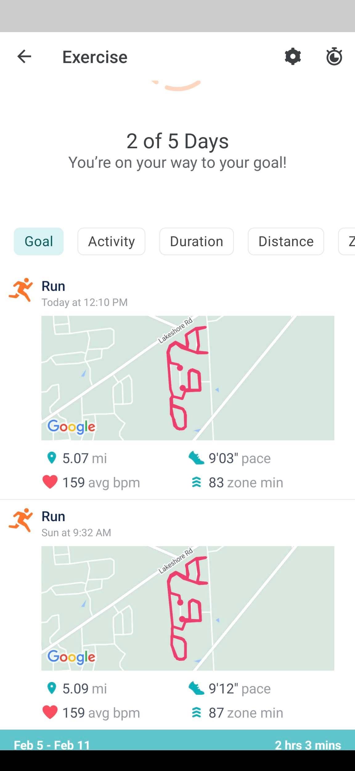 Fitbit 2025 run map