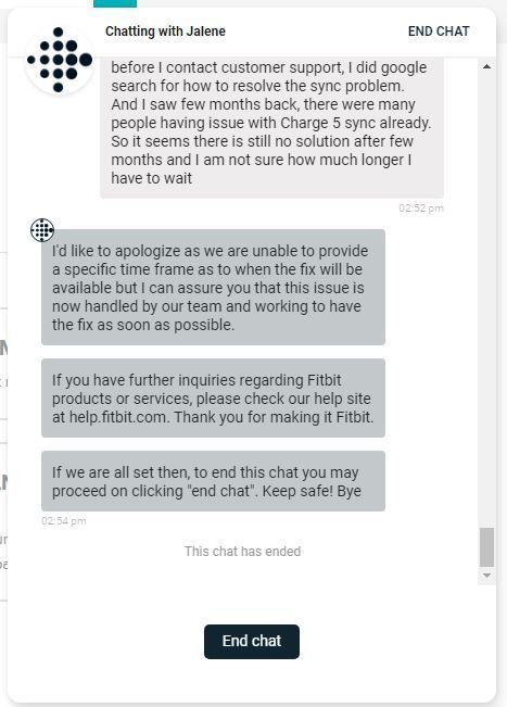 Fitbit out of online sync