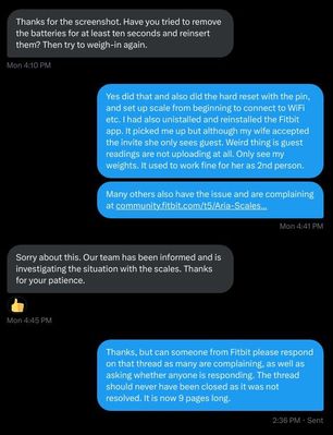 Aria 2 won t register guest weight Page 10 Fitbit Community