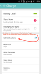S4 screenshot with Call Notification toggle