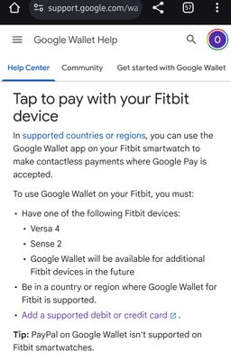 Can't add any card to Google Wallet - Fitbit Community