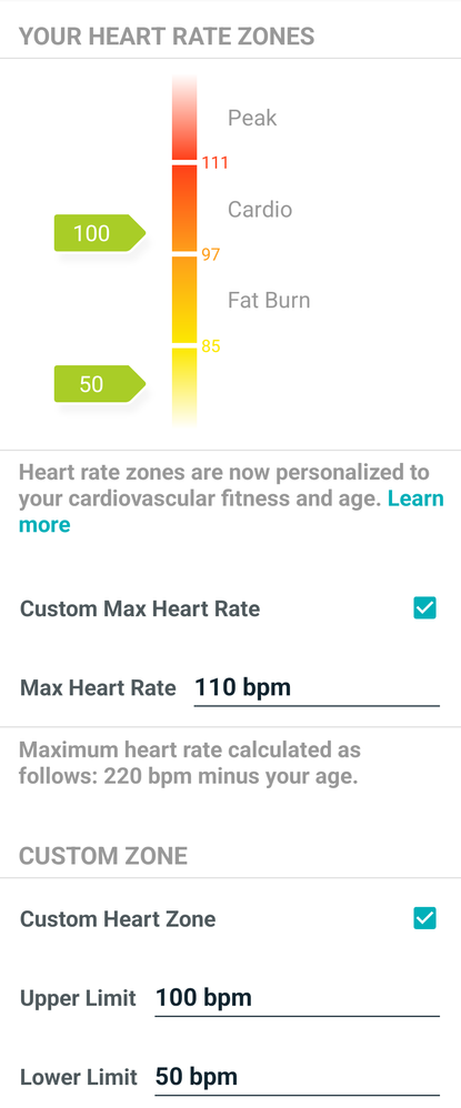 Fitbit max heart rate sale