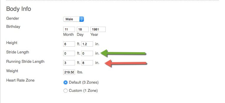 Stride Length Input