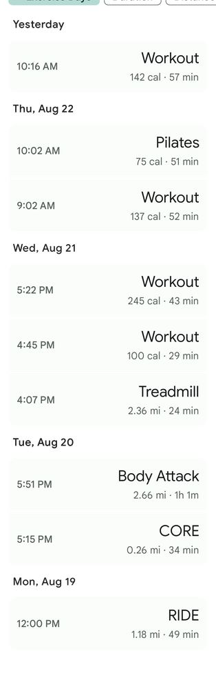 This shows when it stopped allowing me to edit my workouts to my custom exercises.