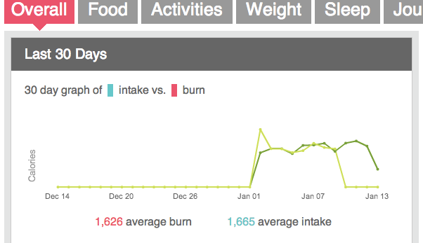 Intake vs burn graph