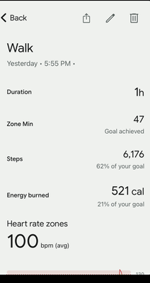 Exercise report for walk/run... tap "share"
