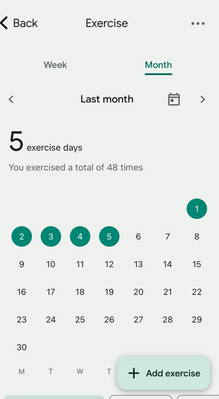 Doesn't capture all exercise days