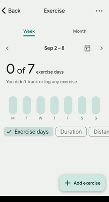 No days to 7 days by swiping left and right