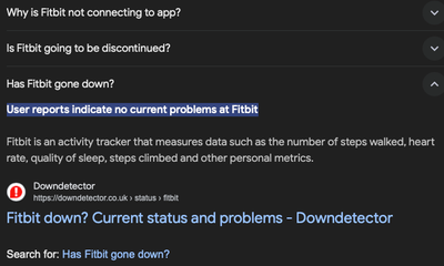 GOOGLE SEARCH REVEALS NO PROBLEMS AT FITBIT.