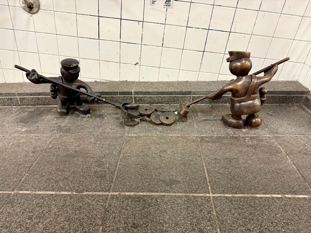 Life Underground. 2001 work of public art by Tom Otterness located in 14 St (A/C/E/L) station (New York City Transit)