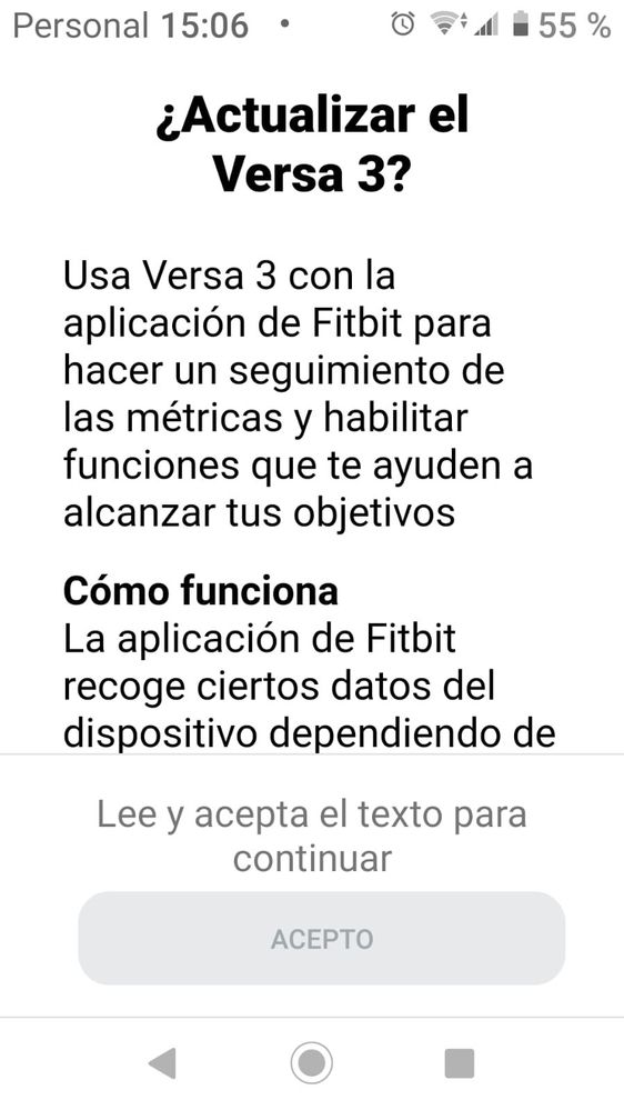 2 - Se abre la app en contexto de actualización