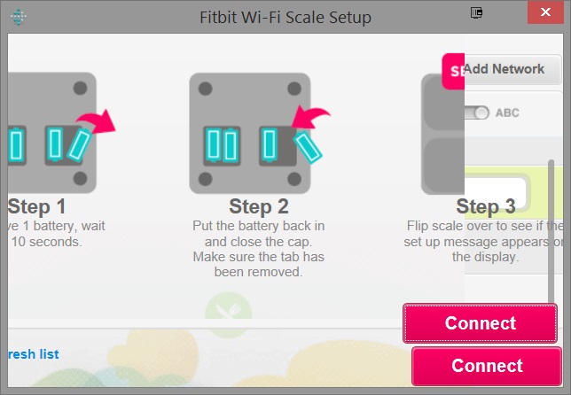 connect aria scale to wifi