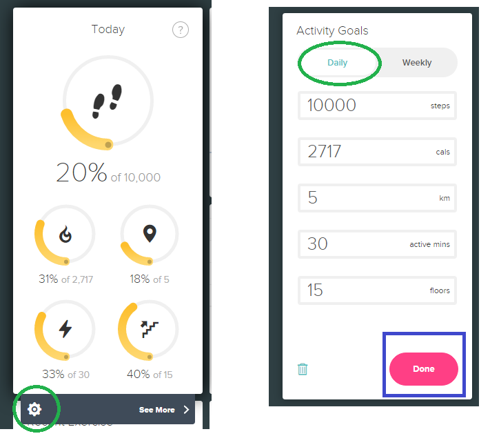 fitbit with 5 dots