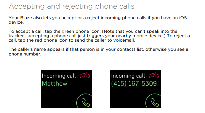 fitbit blaze phone calls
