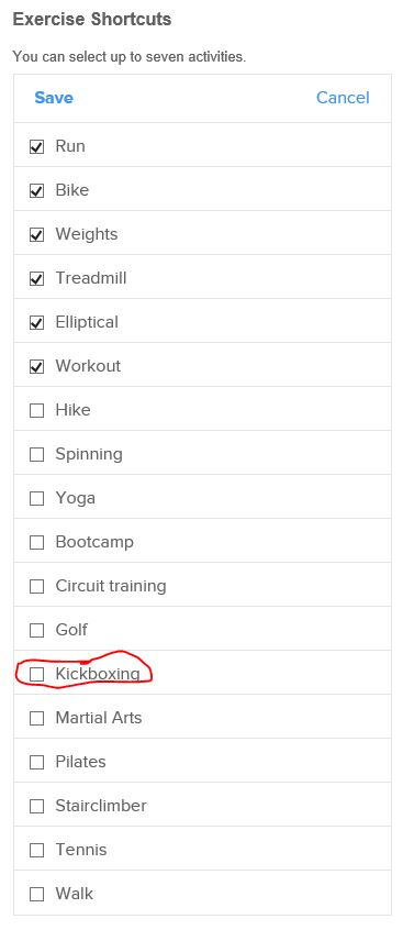 Add kickboxing as activity - Fitbit 
