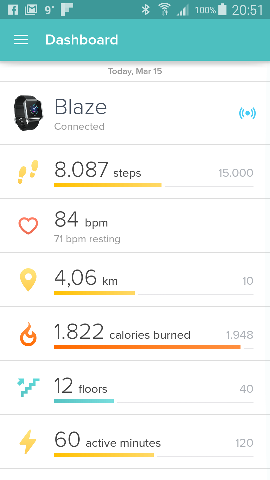 fitbit connected gps is running
